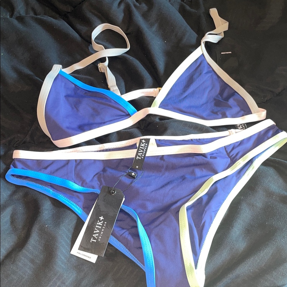 Tavik Navy and White Bikini Set